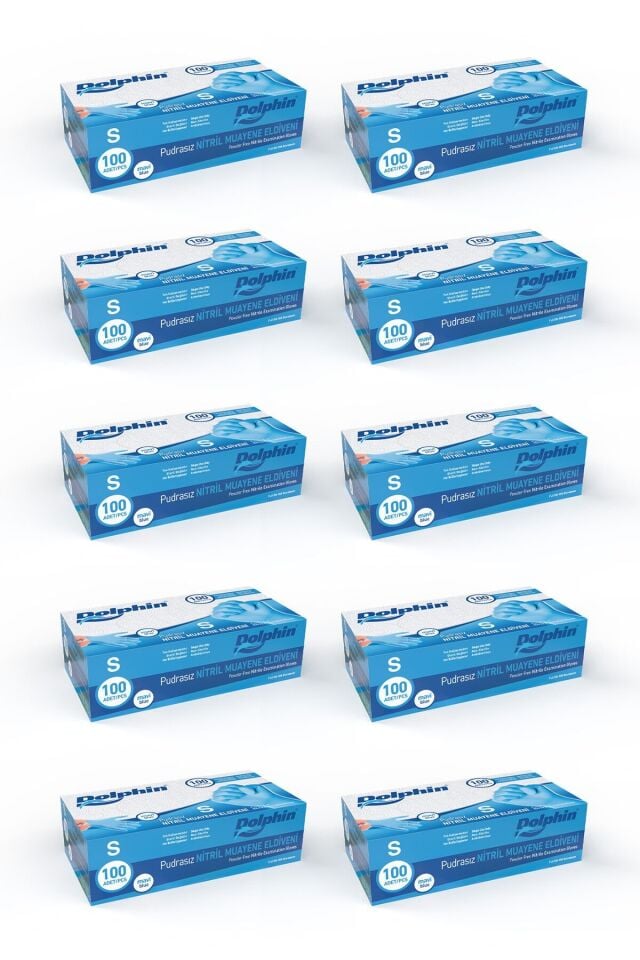 Dolphin Pudrasız Mavi Nitril Muayene Eldiveni 10'lu