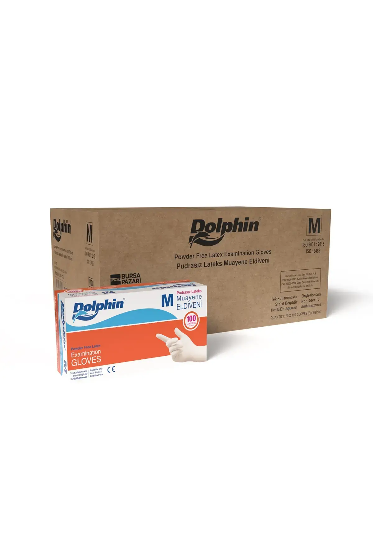 Dolphin Pudrasız Lateks Muayene Eldiveni x 20 Paket