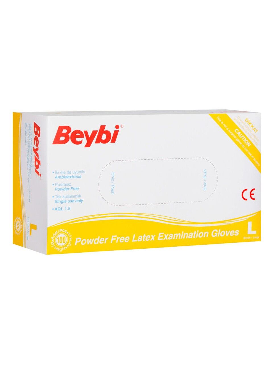 Beybi Lateks Pudrasız (L) Large Beden Muayene Eldiven 100lü Paket