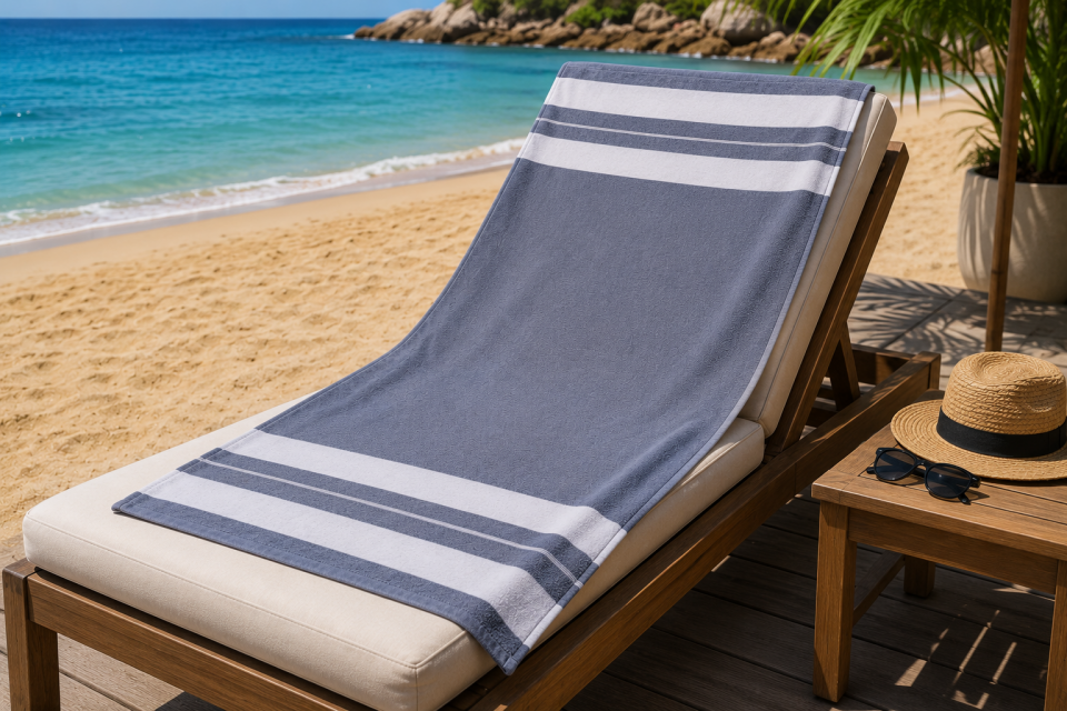 Windmotion Berlin %100 Pamuk Plaj Havlusu Gri/Beyaz 70x175