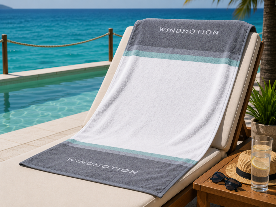 Windmotion Boston %100 Pamuk Plaj Havlusu Gri/Beyaz 70x175