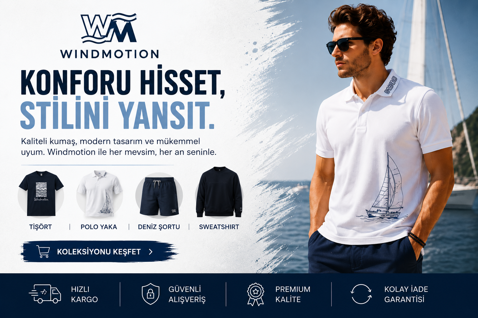 Windmotion | Erkek Giyim, Deniz Şortu, Tişört, Polo Yaka ve Aksesuar